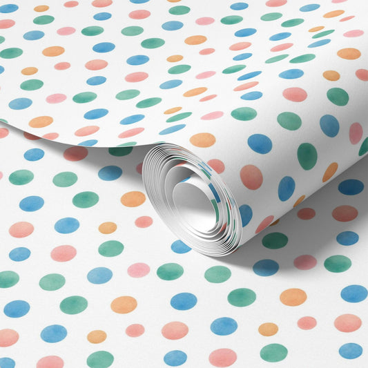 Close-up roll of Colorful Polka Dot Wallpaper