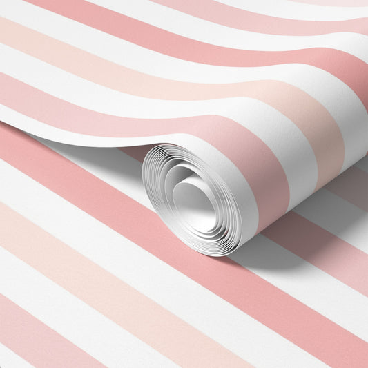 Close-up roll of Pink Vertical Stripes Wallpaper