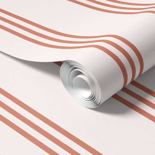 Close-up roll of Terracotta Boho Stripe Wallpaper