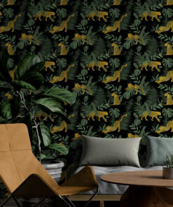 Dark Floral Wallpaper, Leopard, Jungle Wallpaper, Tropical
